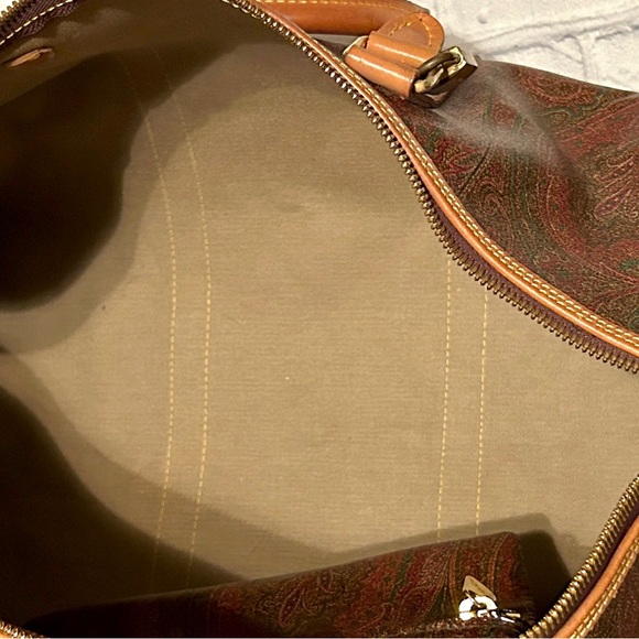 Etro Brown Paisley Arnica Duffel with Tan Leather Trim - Gorgeous! - Picture 11 of 15